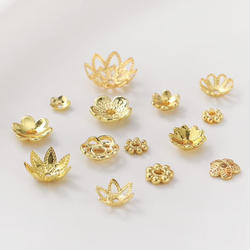 14K18K包金花托珠托花帽手工diy手链项链首饰品材料珍珠隔片配件-图3