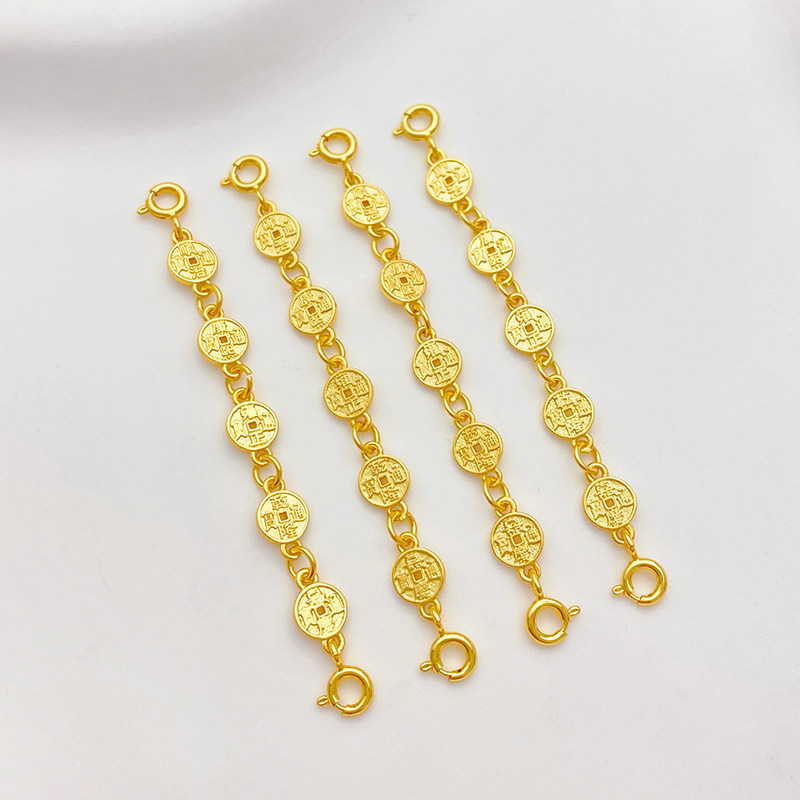 沙金保色金五帝钱双弹簧扣连接链手工diy串手链项链饰品材料配件,淘宝优惠券,粉丝福利购,淘宝优惠卷