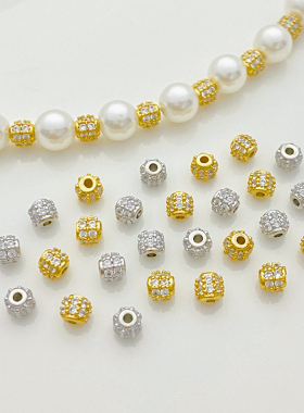 14K包金微镶锆石迷你小钻球隔珠