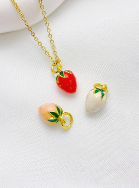 古法金滴油小草莓吊坠diy手作