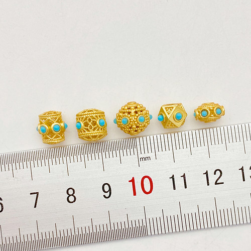 古法金保色镶嵌绿松石散珠隔珠串珠手工diy手链项链饰品材料配件 - 图0