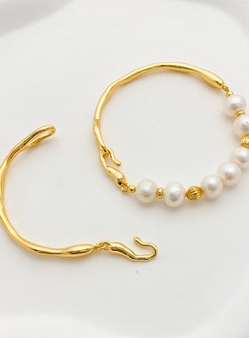 18K包金保色不规则光面树枝手镯