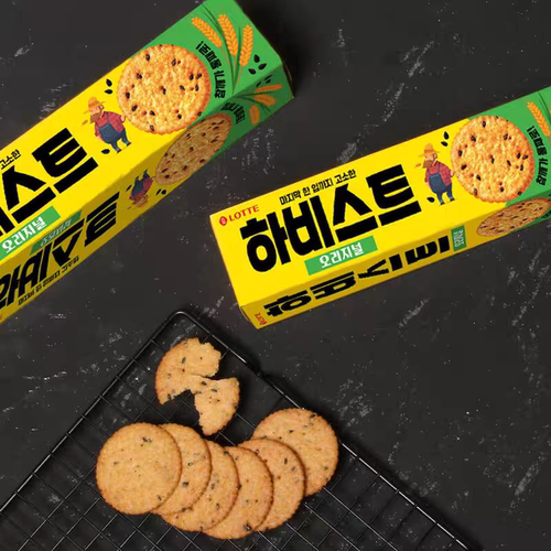 韩国进口食品 Lotte/乐天庄园黑芝麻饼干薄脆饼干休闲零食100g - 图1