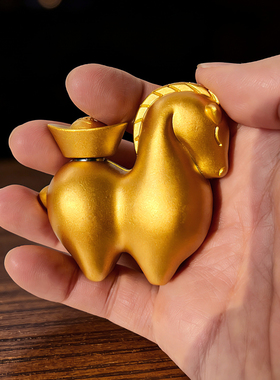 生肖铜马迷你摆件马上有财