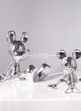 卡通炫彩坐姿米奇摆件潮玩树脂