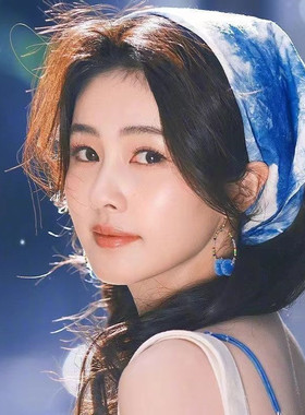 扎染方巾围脖白鹿赵丽颖同款云南大理白族手工植物蓝染三角斤头巾