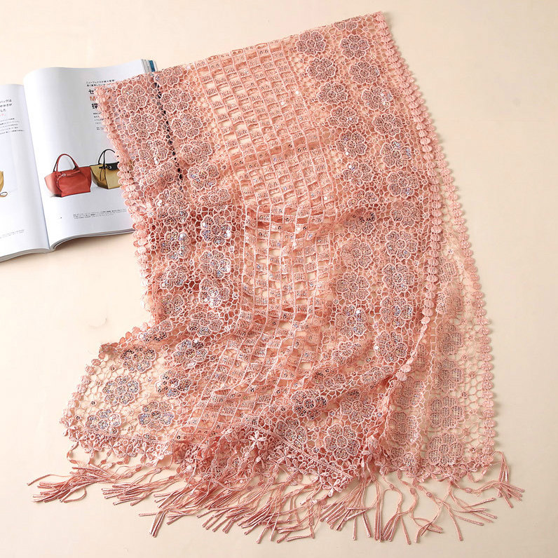 长款镂空蕾丝丝巾配晚礼服的旗袍披肩围巾女春季2025新款薄款纱巾,淘宝优惠券,粉丝福利购,淘宝优惠卷