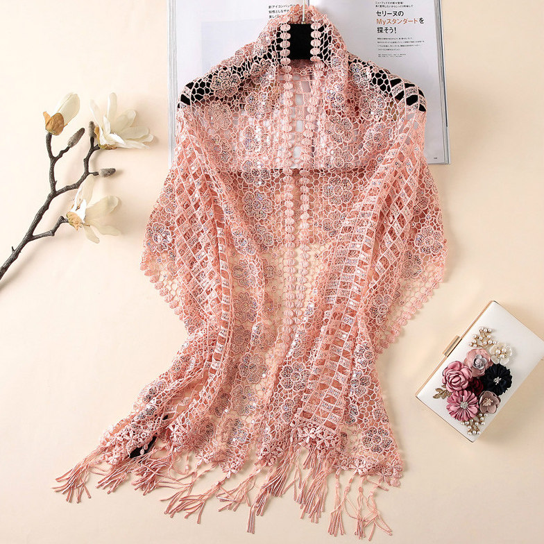 长款镂空蕾丝丝巾配晚礼服的旗袍披肩围巾女春季2025新款薄款纱巾,淘宝优惠券,粉丝福利购,淘宝优惠卷