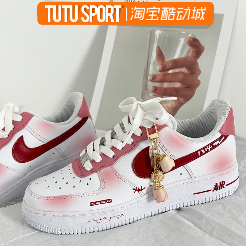 球鞋定制 NIKE/耐克 Air Force1玫瑰情话 浪漫告白礼物男女低板鞋