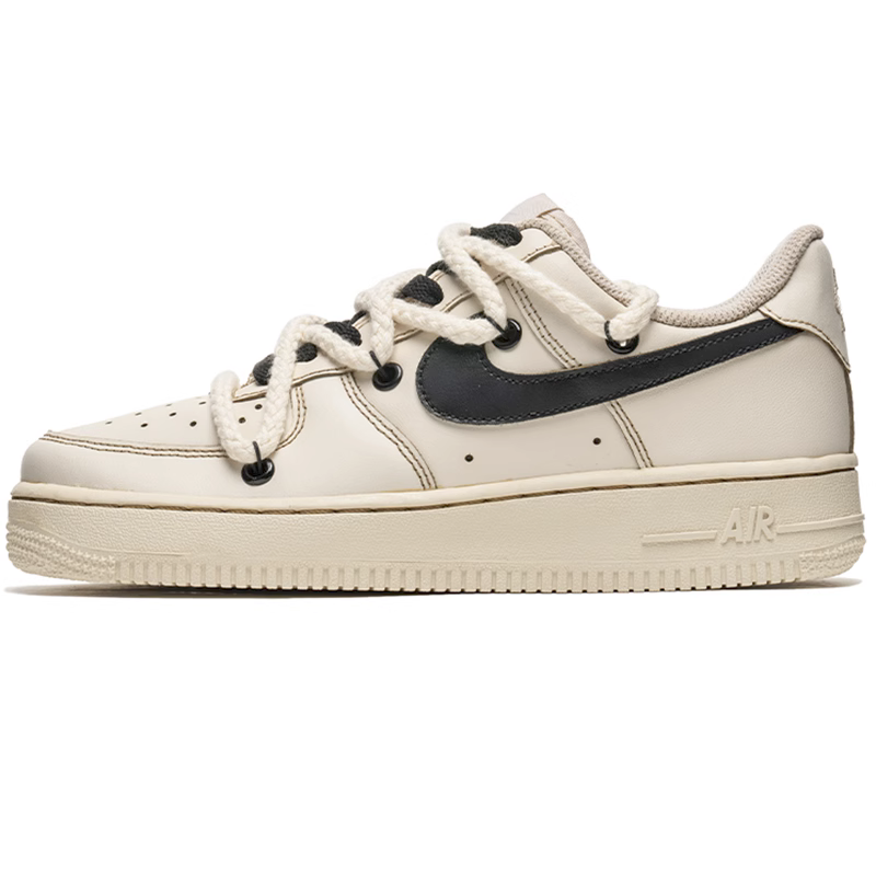 球鞋定制 Nike Air Force 1 Low空军AF1浸染咖啡染解构双鞋带板鞋-图3