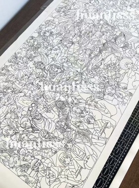 【填色卡】鬼灭全家福 填色线稿 1米横版 马克笔diy涂色 涣礼手绘