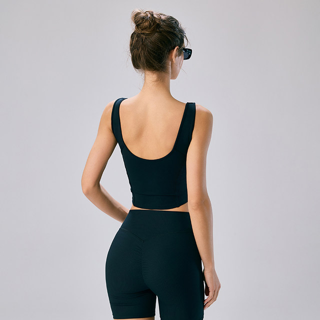 Choc girls new sun protection sports bra women's belly yoga wear vest running shockproof push-up fitness bra