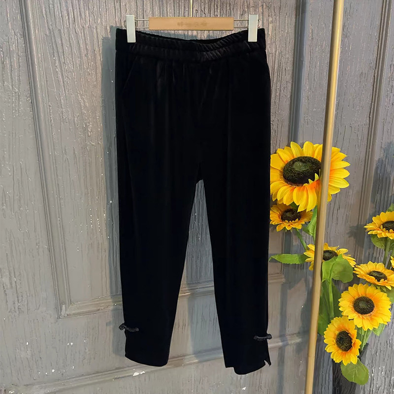 加大码女装压花底摆PU皮马甲盘扣袖口长袖小衫松紧腰丝绒黑色裤子,淘宝优惠券,粉丝福利购,淘宝优惠卷