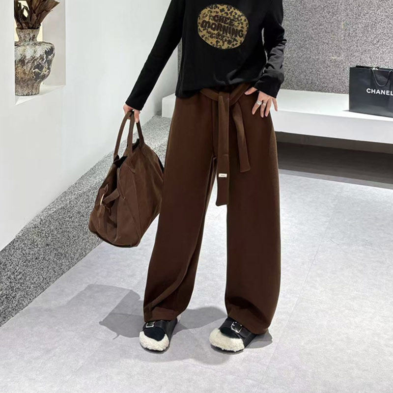 胖妹妹松紧腰阔腿长裤韩版大码女装宽松遮胯秋季款简约百搭休闲裤,淘宝优惠券,粉丝福利购,淘宝优惠卷