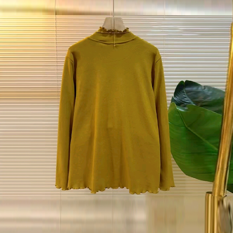 加肥立领钉珠边长袖小衫2025秋冬款韩版大码女装简约百搭打底上衣 - 图3