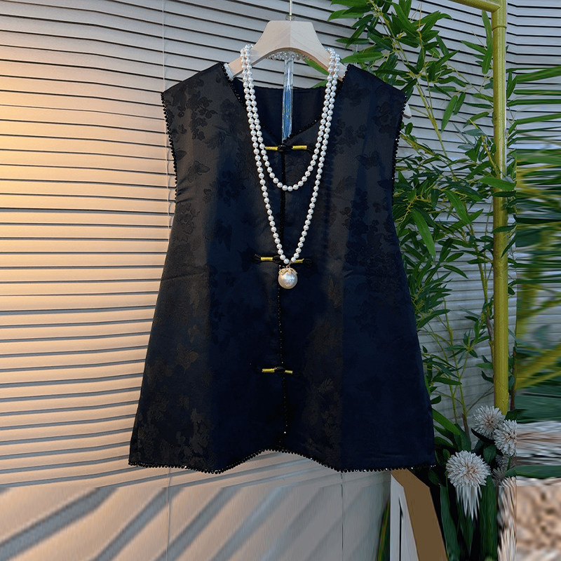 大码女装盘扣暗花国风马甲胖妹妹2026新款百搭减龄刺绣花袖口小衫,淘宝优惠券,粉丝福利购,淘宝优惠卷