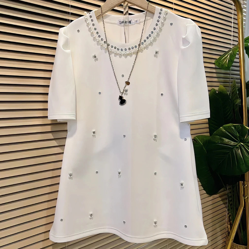 加大码女装欧洲站洋气短袖上衣胖妹妹百搭显瘦钉珠烫钻半袖T恤衫,淘宝优惠券,粉丝福利购,淘宝优惠卷