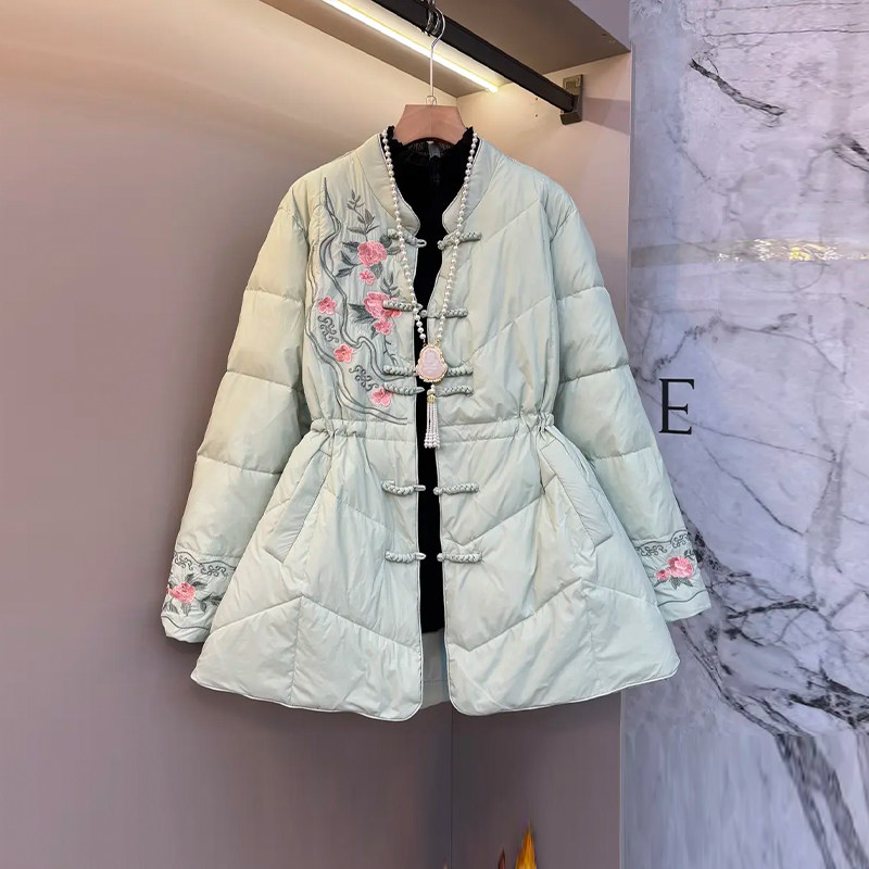 大码女装立领盘扣刺绣花收腰棉服胖MM法式小众设计复古风百搭上衣,淘宝优惠券,粉丝福利购,淘宝优惠卷