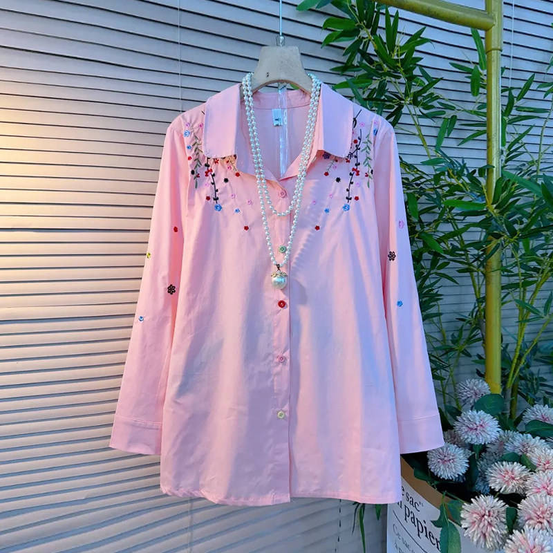 大码女装彩色花朵肩长袖衬衫韩版减龄甜美糖果色胖妹妹淑女风上衣,淘宝优惠券,粉丝福利购,淘宝优惠卷