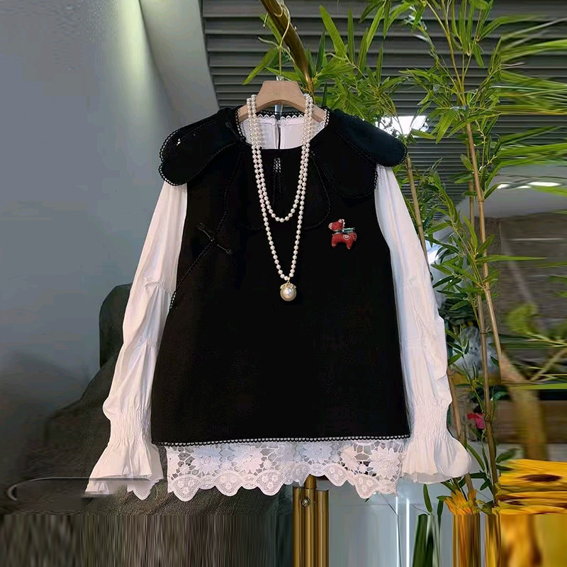 大码女装欧洲站洋气花瓣领马甲胖妹妹百搭减龄淑女风微喇袖口衬衫,淘宝优惠券,粉丝福利购,淘宝优惠卷