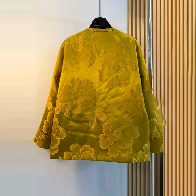 加大码女装圆领长袖开衫暗花棉服外套胖妹妹冬季款时尚新中式上衣,淘宝优惠券,粉丝福利购,淘宝优惠卷