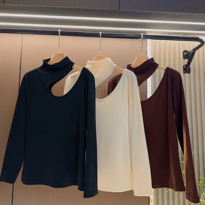 加大码女装高领单侧露肩长袖小心机小衫胖妹妹时尚秋冬款性感上衣,淘宝优惠券,粉丝福利购,淘宝优惠卷