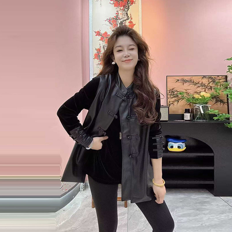 胖MM加肥立领盘扣皮马甲大码女装气质欧洲站时尚黑色洋气百搭坎肩,淘宝优惠券,粉丝福利购,淘宝优惠卷