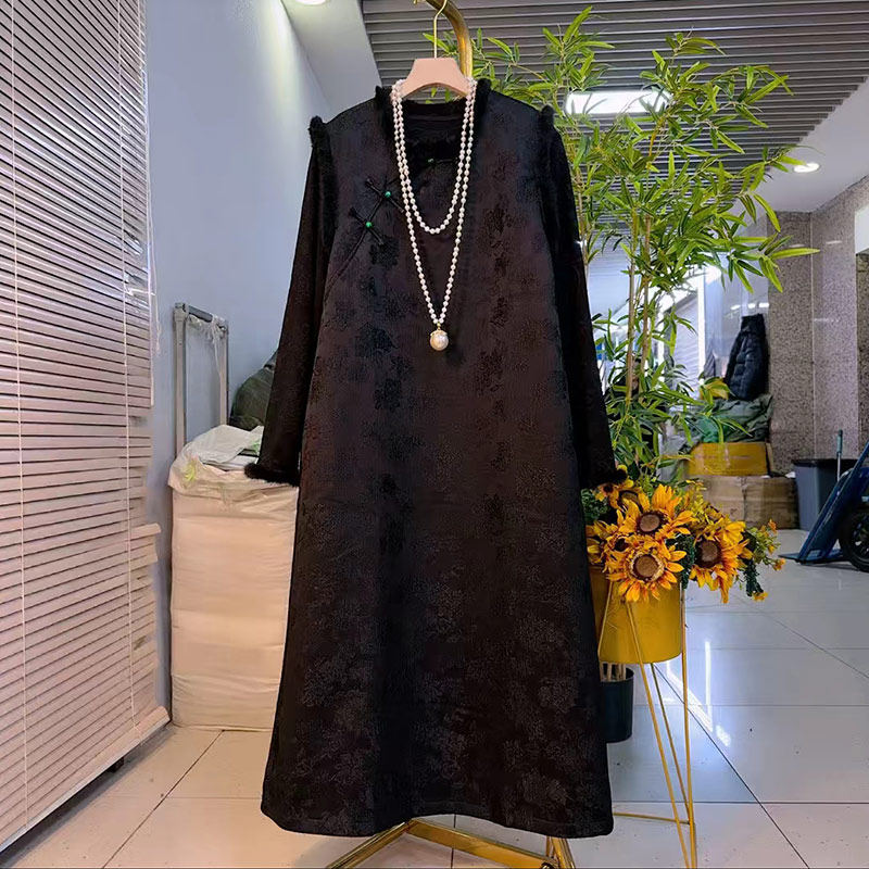 大码女装毛边袖口打底衫立领盘扣暗花国风马甲裙胖MM新中式两件套,淘宝优惠券,粉丝福利购,淘宝优惠卷