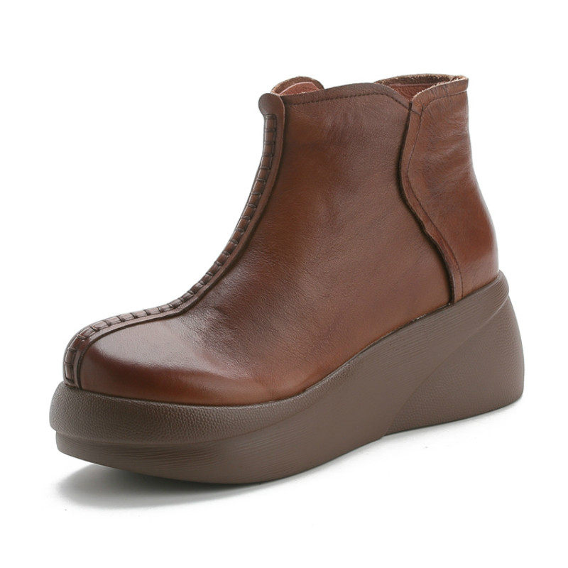 9081中缝厚底靴软底真皮松糕妈妈鞋马丁靴皮靴短靴冬新款单靴复古,淘宝优惠券,粉丝福利购,淘宝优惠卷