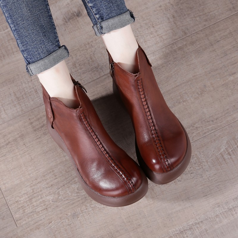 9081中缝厚底靴软底真皮松糕妈妈鞋马丁靴皮靴短靴冬新款单靴复古,淘宝优惠券,粉丝福利购,淘宝优惠卷