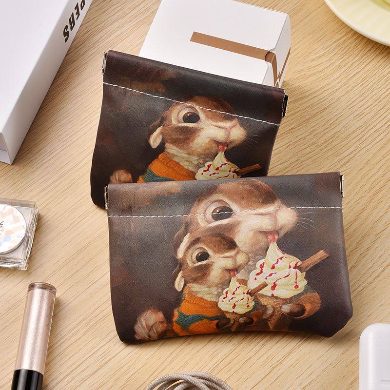 新款可爱动物收纳包大容量ins化妆包便携自动闭合口红包杂物小包,淘宝优惠券,粉丝福利购,淘宝优惠卷