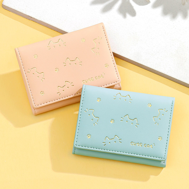 新款可爱猫咪钱包女短款卡通ins大容量学生钱夹小巧三折叠零钱包,淘宝优惠券,粉丝福利购,淘宝优惠卷