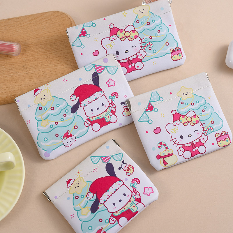 可爱圣诞帕恰狗弹片收纳包印花化妆兜新款口红包钥匙收纳袋便携式,淘宝优惠券,粉丝福利购,淘宝优惠卷