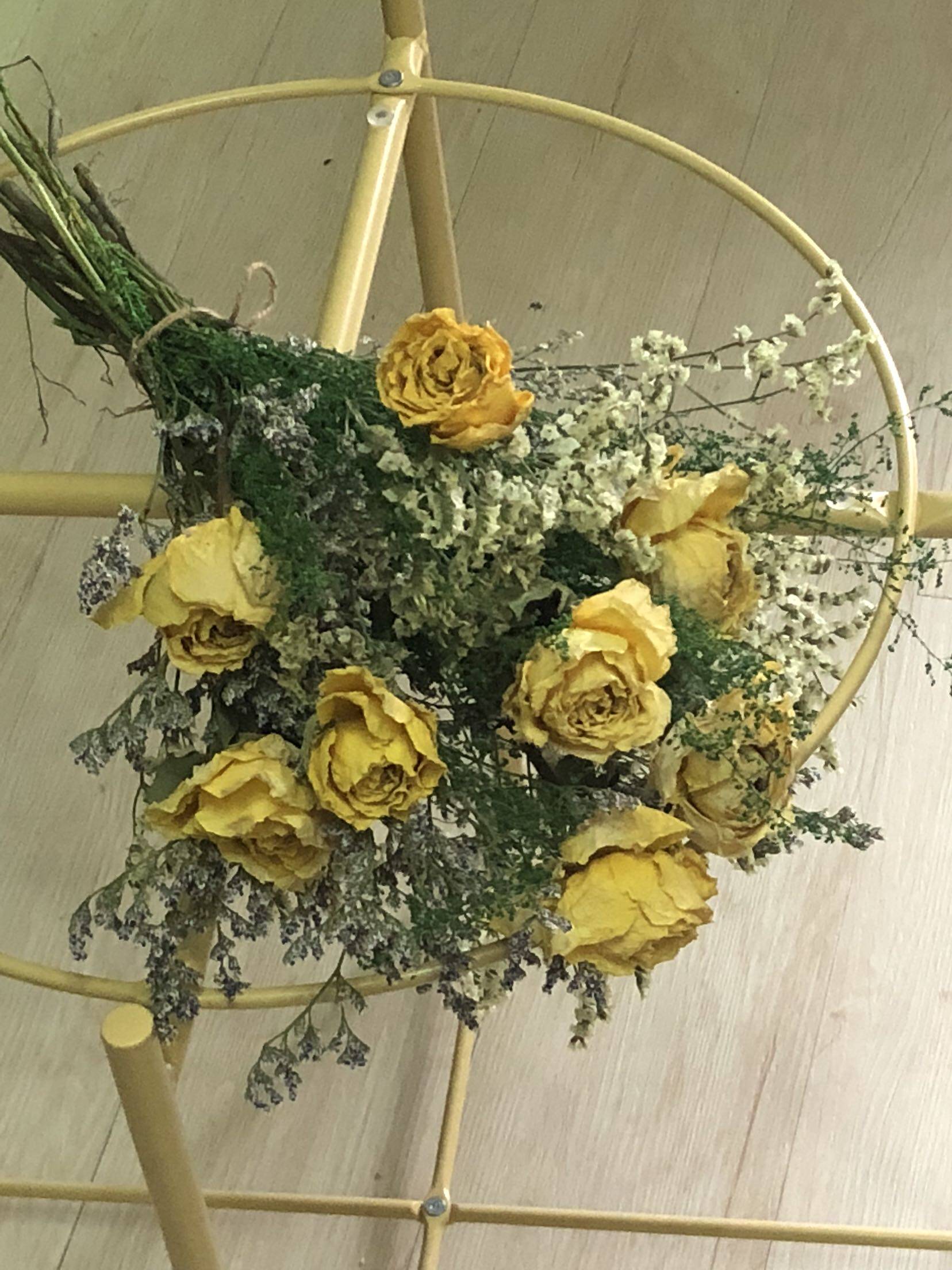 ins香槟玫瑰干花束干燥花装饰插花diy大花束永生花毕业花束礼