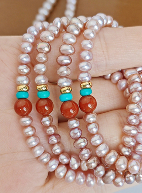 《朱嫣》天然珍珠南红新中式手串