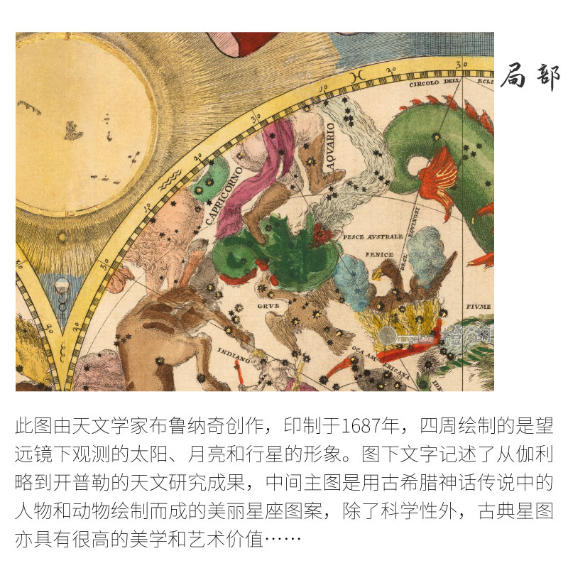 古典星图1687年布鲁纳奇星座星空高清定制尺寸大小布画芯装饰画 - 图2