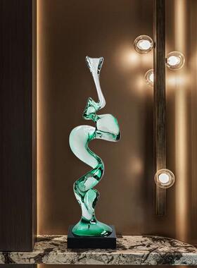 轻奢客厅玄关摆件酒店电视机旁高级抽象蒸蒸日上透明树脂工艺品