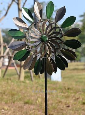 旋转大风车花园庭院铁艺装饰摆件