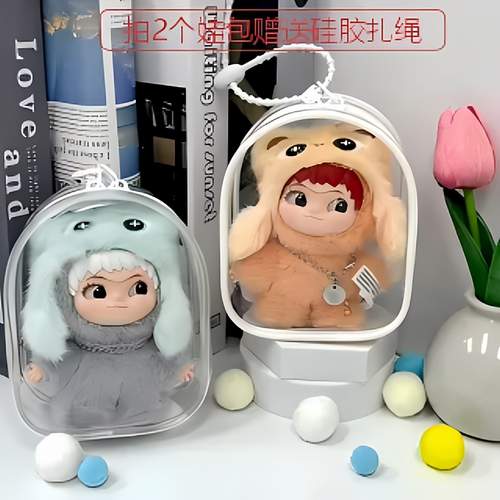 第三代10cm加厚pvc外出挂包遛娃透明娃包 - 图0