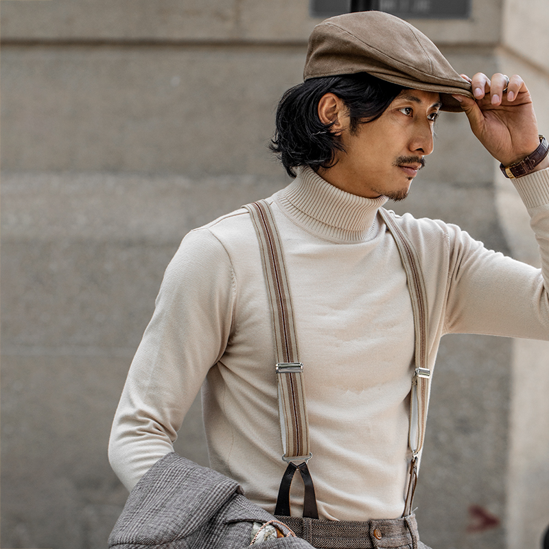 SOARIN英伦风复古高领针织衫男 秋冬套头保暖打底毛衣修身毛线衣 - 图2