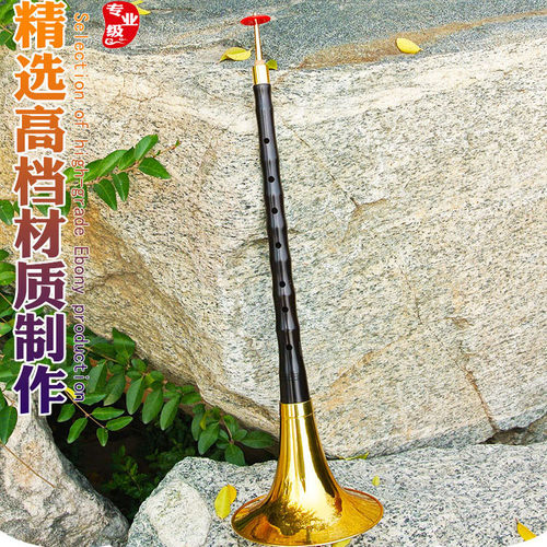 乌木平均孔唢呐乐器初学者黑檀演奏级全套红白事通用黄铜镀金喇叭 - 图2