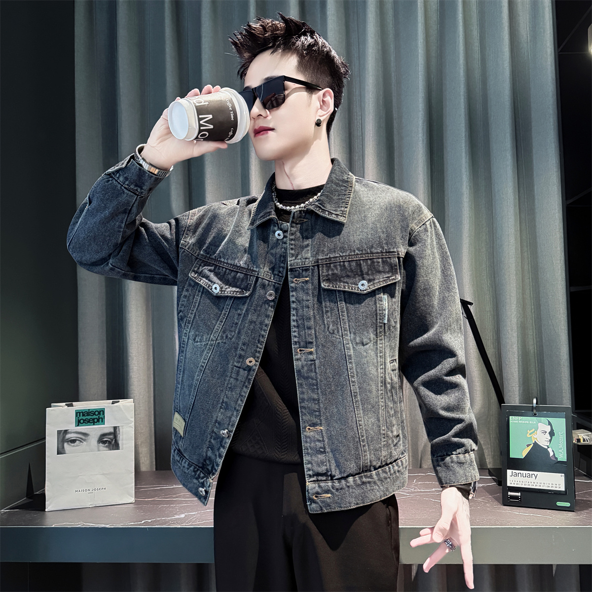 牛仔外套男款今年流行夹克上衣2025新款爆款春秋季巨好看潮流男装 - 图3