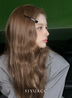 雪允同款黑色字母发夹碎发发卡女