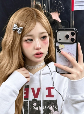 张元英同款银色蝴蝶结发夹头饰女