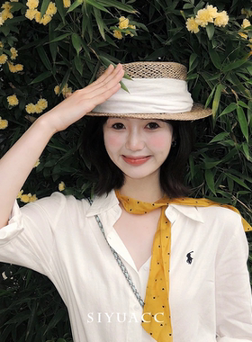 春夏黄色爱心长条丝巾时尚领巾女