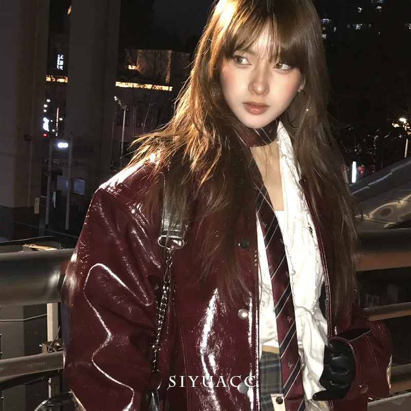 甜酷复古酒红条纹领带美式秋冬休闲vintage领巾时尚百搭配饰女,淘宝优惠券,粉丝福利购,淘宝优惠卷