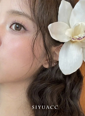 欧阳娜娜同款白色蕙兰花发夹发饰