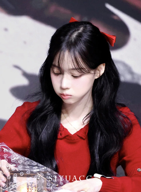 金玟庭同款红色蝴蝶结飘带发夹女