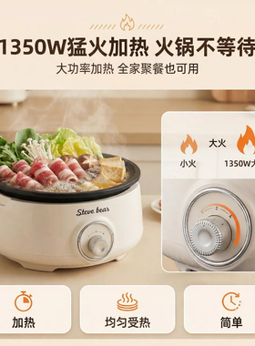 110v美日规电热锅家用分体式火锅5L大容量多功能220V英国用电煮锅
