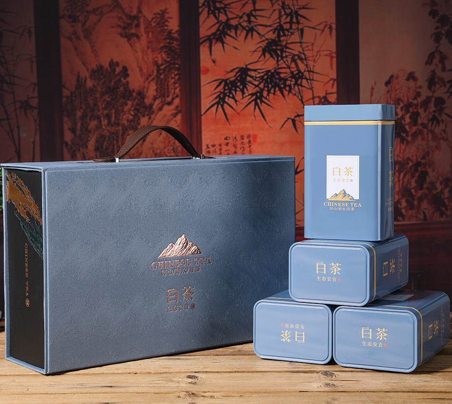 高档白茶礼盒茶叶包装盒安吉特产白茶礼品盒内4罐子1斤装空礼盒_虎窝淘